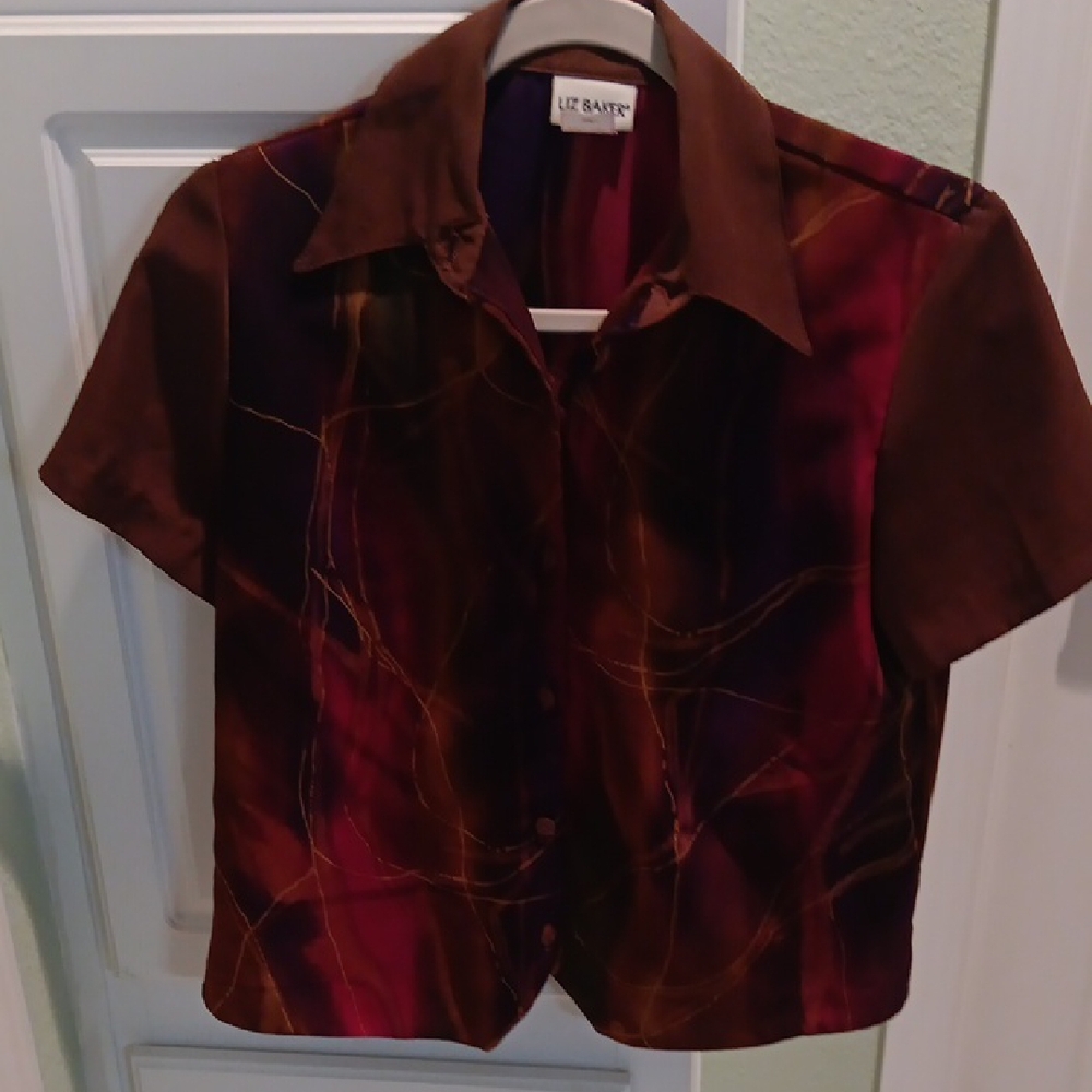 Liz Baker Multicolor Short Sleeve Blouse